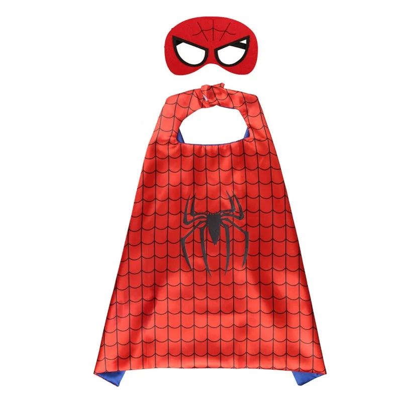 Superhero Cape and Mask for Kids, Red and Blue