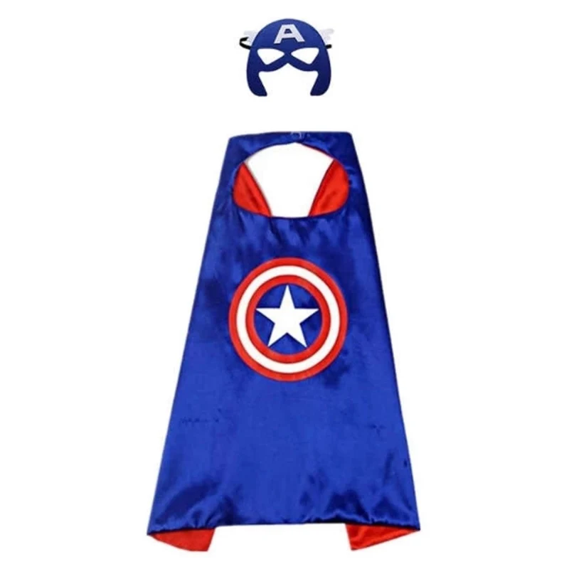 Superhero Cape and Mask for Kids, Blue and Red