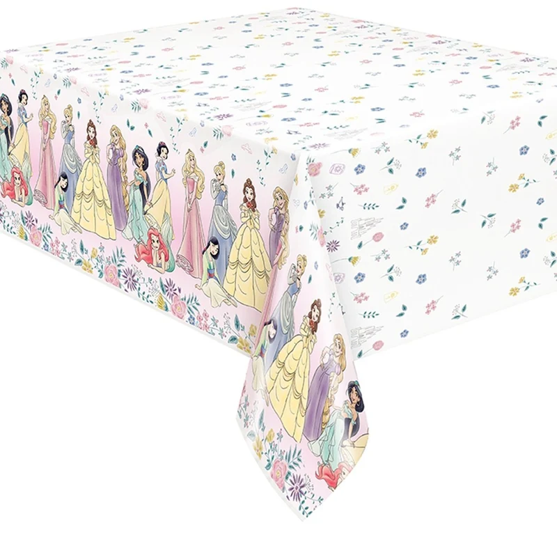 Disney Princesses Birthday Rectangular Plastic Table Cover, 54 x 84 Inches, 1 Count