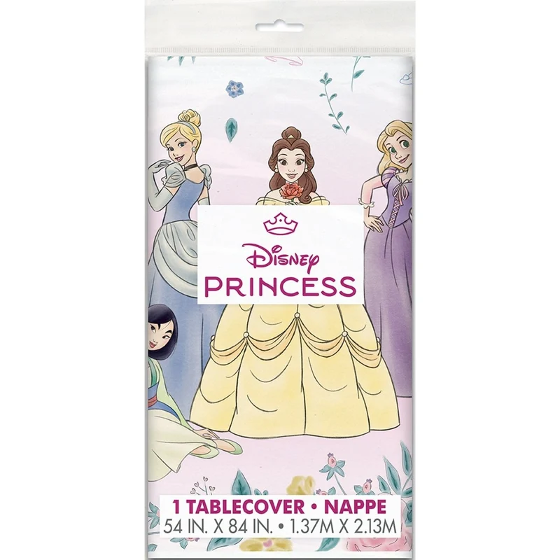 Disney Princesses Birthday Rectangular Plastic Table Cover, 54 x 84 Inches, 1 Count