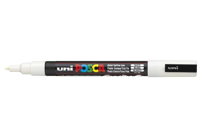 Marqueur posca - pointe fine 1,5 mm - blanc - PC3M