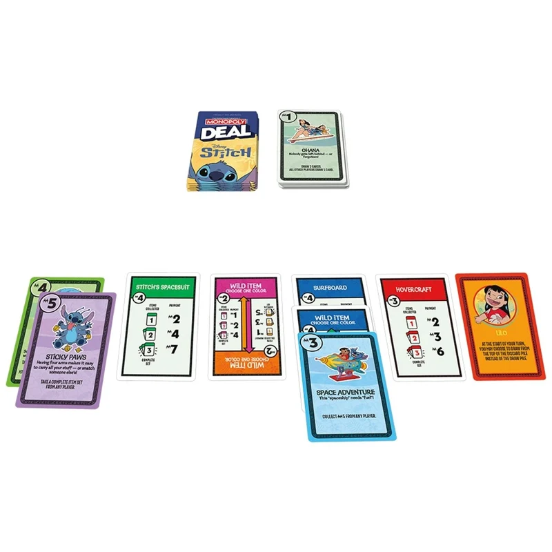 Stitch Monopoly Deal Game, Disney, 1 Count