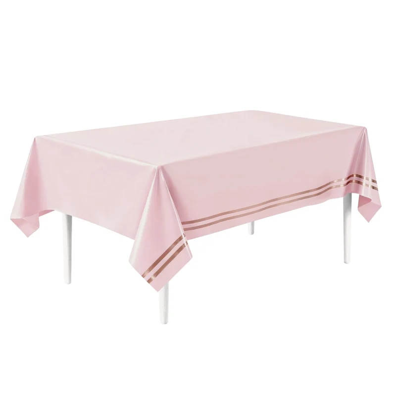 Rosé Celebration Birthday Rectangular Table Cover, 54 x 108 Inches, 1 Count