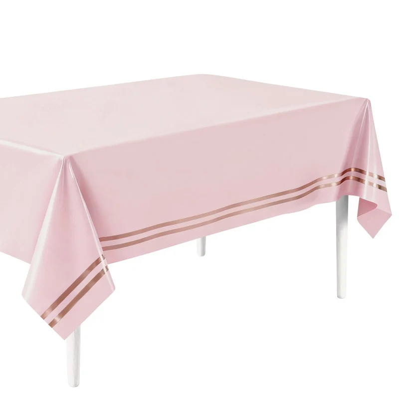 Rosé Celebration Birthday Rectangular Table Cover, 54 x 108 Inches, 1 Count