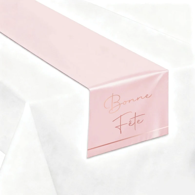 Rosé Celebration Bonne Fête Table Runner, 78.5 Inches, 1 Count