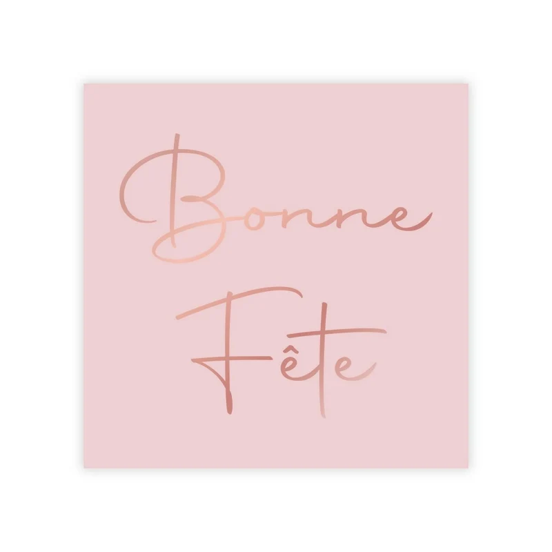 Rosé Celebration Bonne Fête Small Beverage Napkins, 16 Count