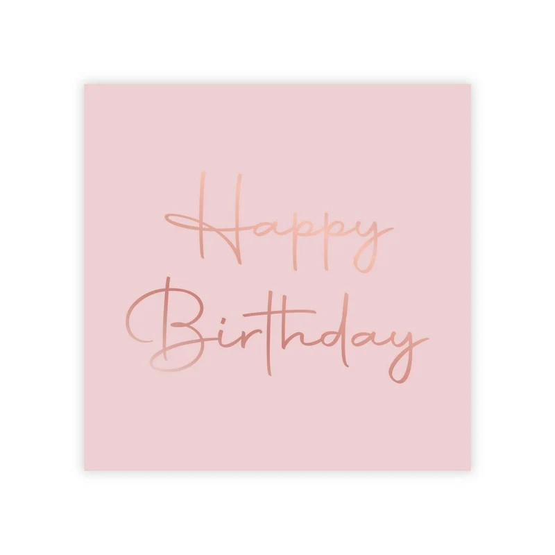 Rosé Celebration Happy Birthday Small Beverage Napkins, 16 Count