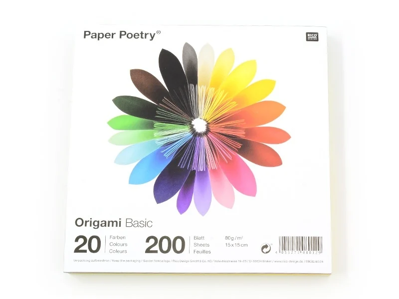 200 feuilles de papier Origami - 20 couleurs