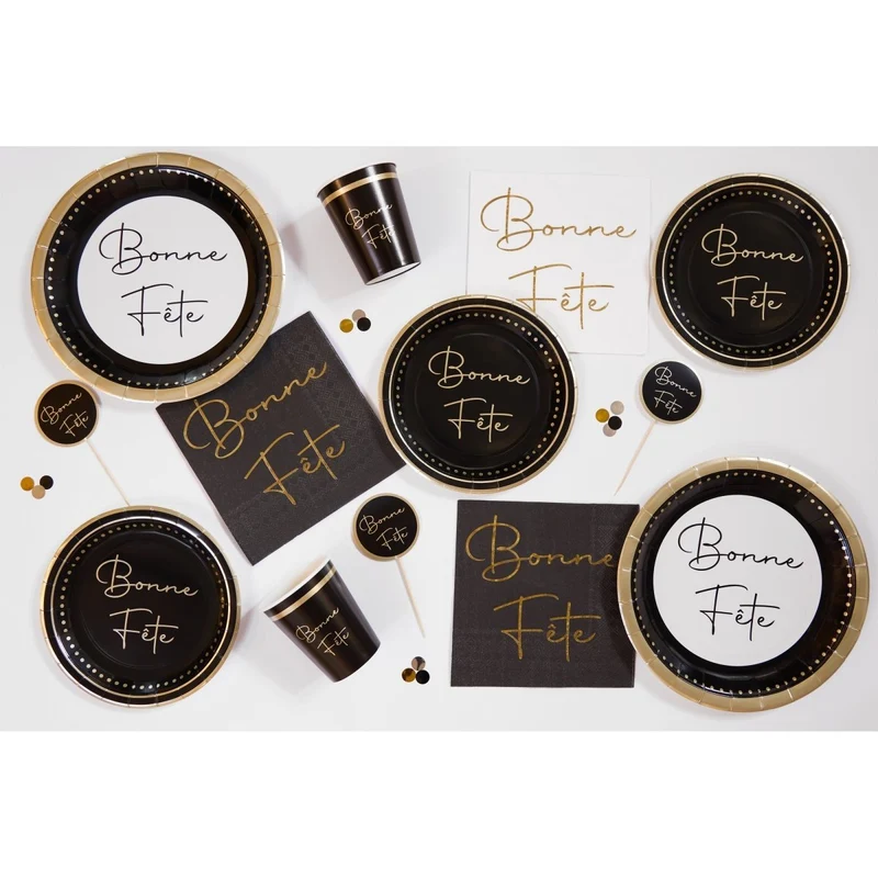 Golden Celebration Bonne Fête Paper Cups, 9 Oz, 8 Count