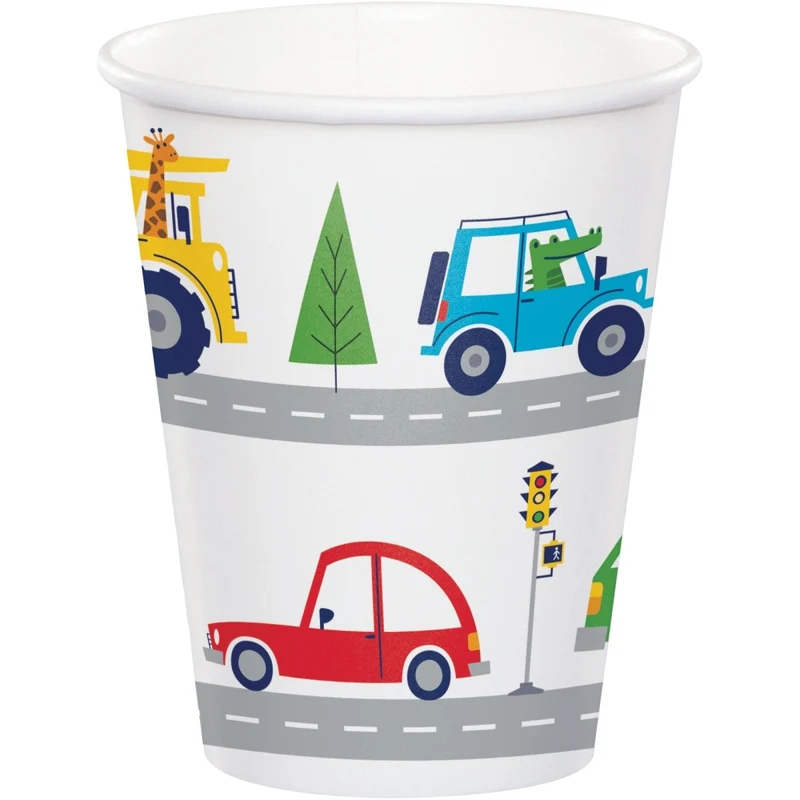 Transportation Time Paper Cups, 9 Oz, 8 Count