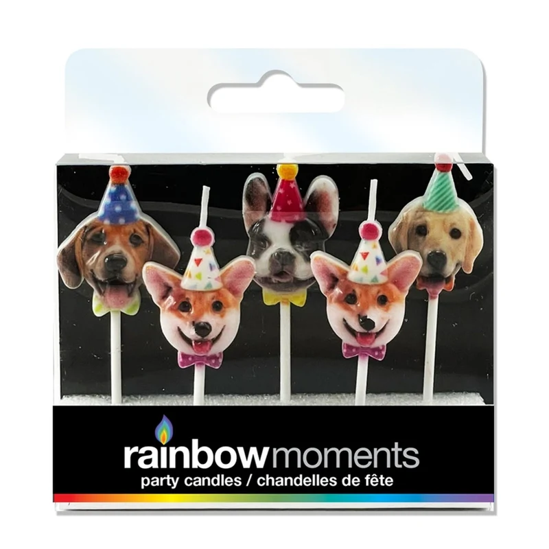 Party Dogs Birthday Dog Shaped Cake Candles, 5 Count