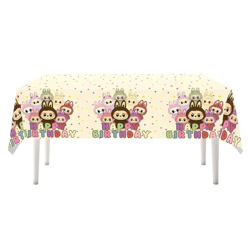 Labubu Rectangular Plastic Table Cover, 43 x 71 Inches, 1 Count