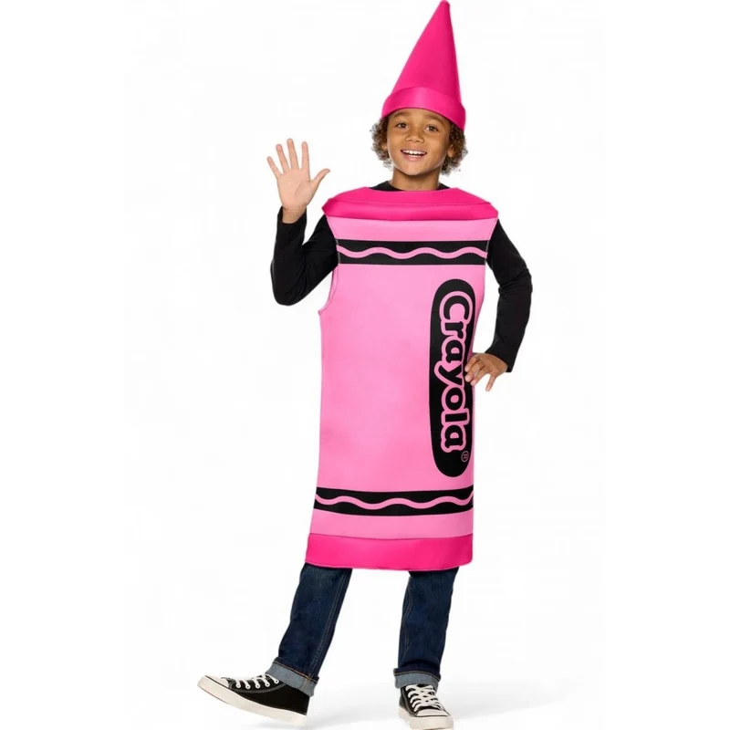 Pink Crayola Costume for Kids, Tunic and Hat