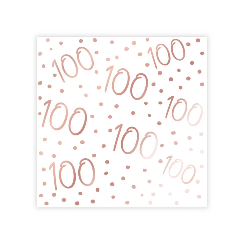 Rosé Celebration 100th Birthday Small Beverage Napkins, 16 Count
