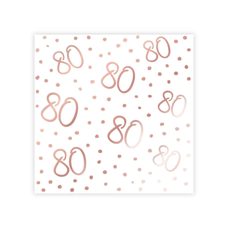 Rosé Celebration 80th Birthday Small Beverage Napkins, 16 Count