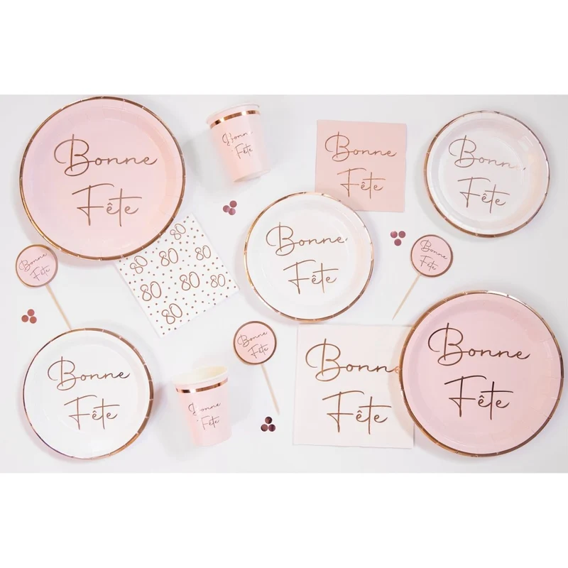 Rosé Celebration 80th Birthday Small Beverage Napkins, 16 Count