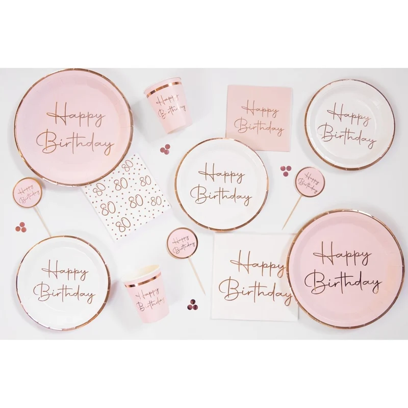 Rosé Celebration 80th Birthday Small Beverage Napkins, 16 Count