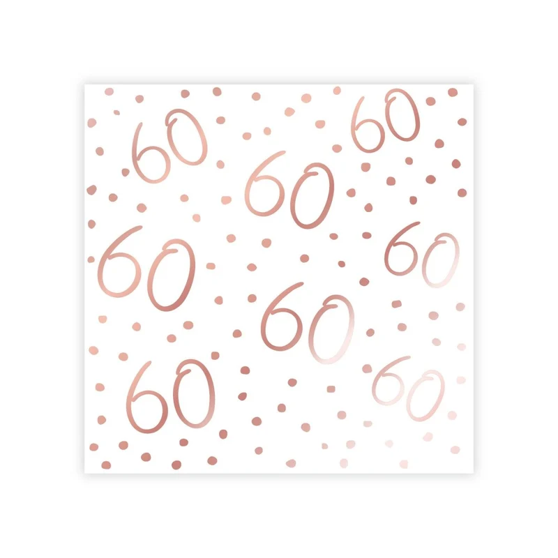 Rosé Celebration 60th Birthday Small Beverage Napkins, 16 Count
