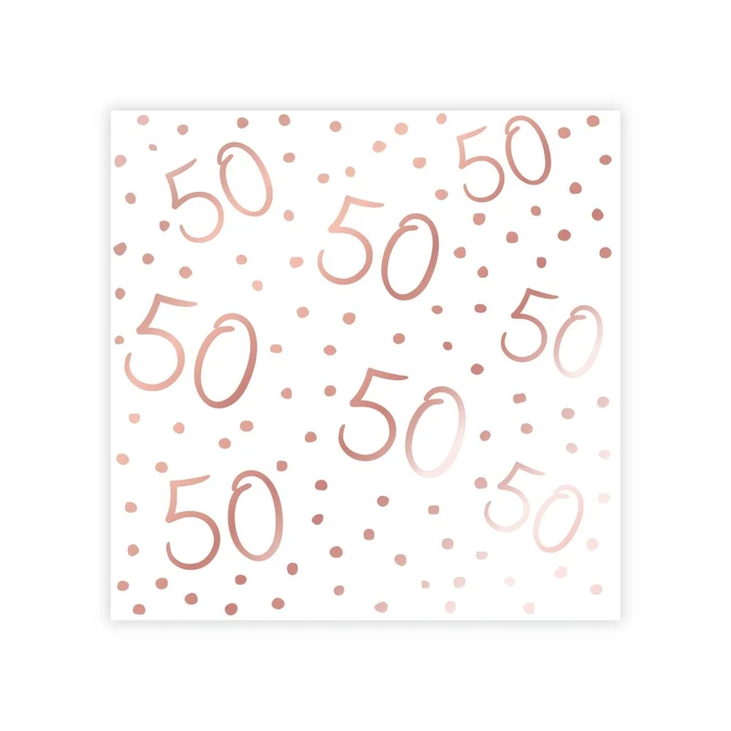 Rosé Celebration 50th Birthday Small Beverage Napkins, 16 Count