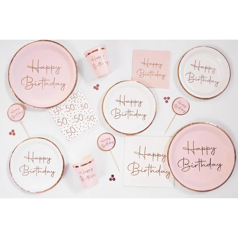 Rosé Celebration 50th Birthday Small Beverage Napkins, 16 Count