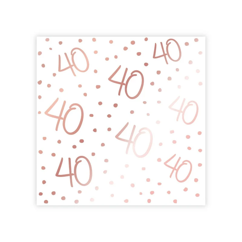 Rosé Celebration 40th Birthday Small Beverage Napkins, 16 Count
