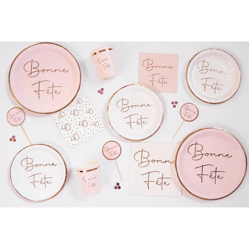 Rosé Celebration 40th Birthday Small Beverage Napkins, 16 Count