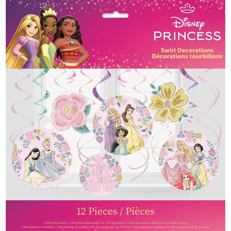 Disney Princesses Birthday Spiral Decoration Kit, 12 Count