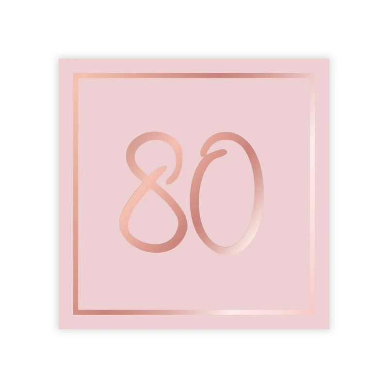 Rosé Celebration 80th Birthday Large Lunch Napkins, 16 Count
