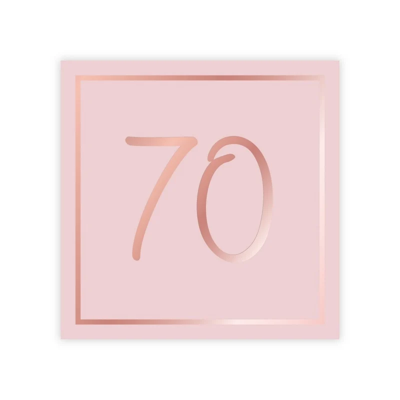 Rosé Celebration 70th Birthday Large Lunch Napkins, 16 Count