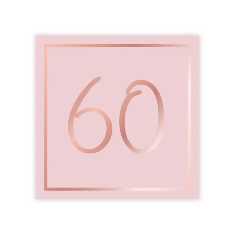 Rosé Celebration 60th Birthday Large Lunch Napkins, 16 Count