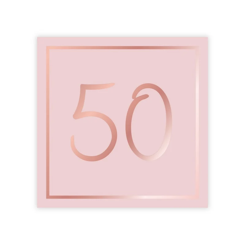 Rosé Celebration 50th Birthday Large Lunch Napkins, 16 Count