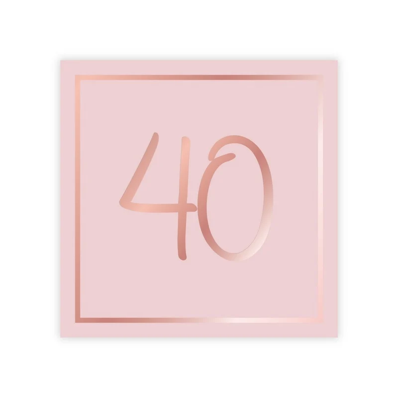 Rosé Celebration 40th Birthday Large Lunch Napkins, 16 Count