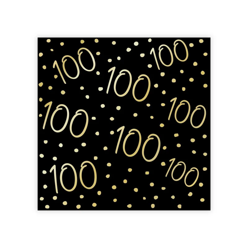 Golden Celebration 100th Birthday Small Beverage Napkins, 16 Count
