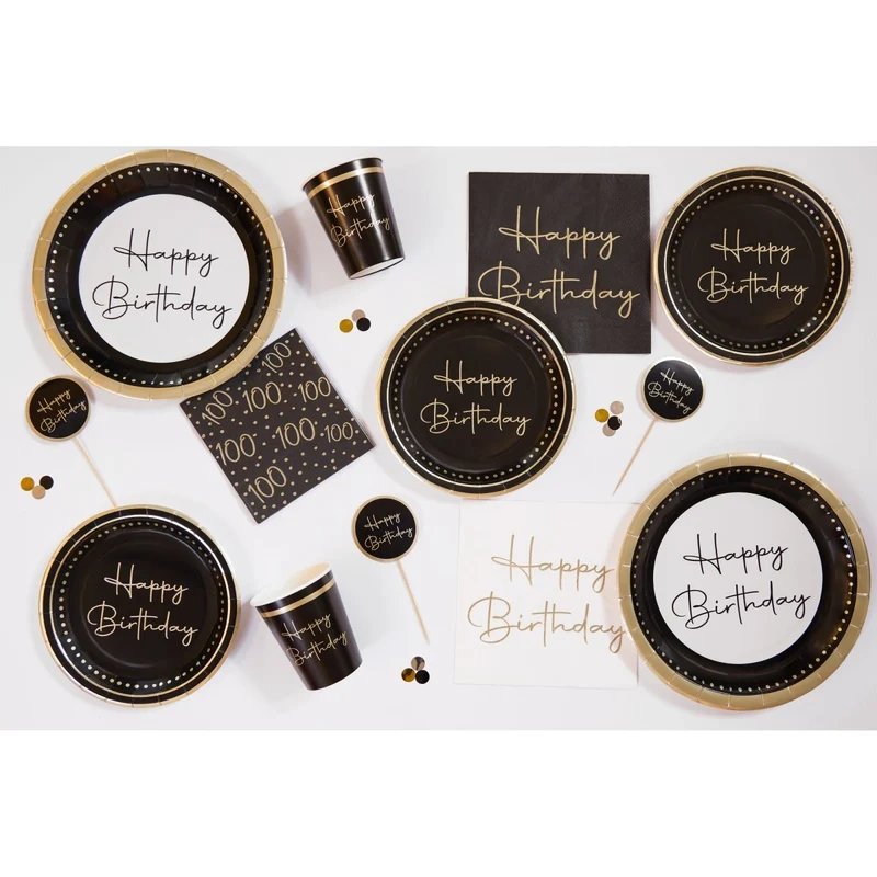 Golden Celebration 100th Birthday Small Beverage Napkins, 16 Count