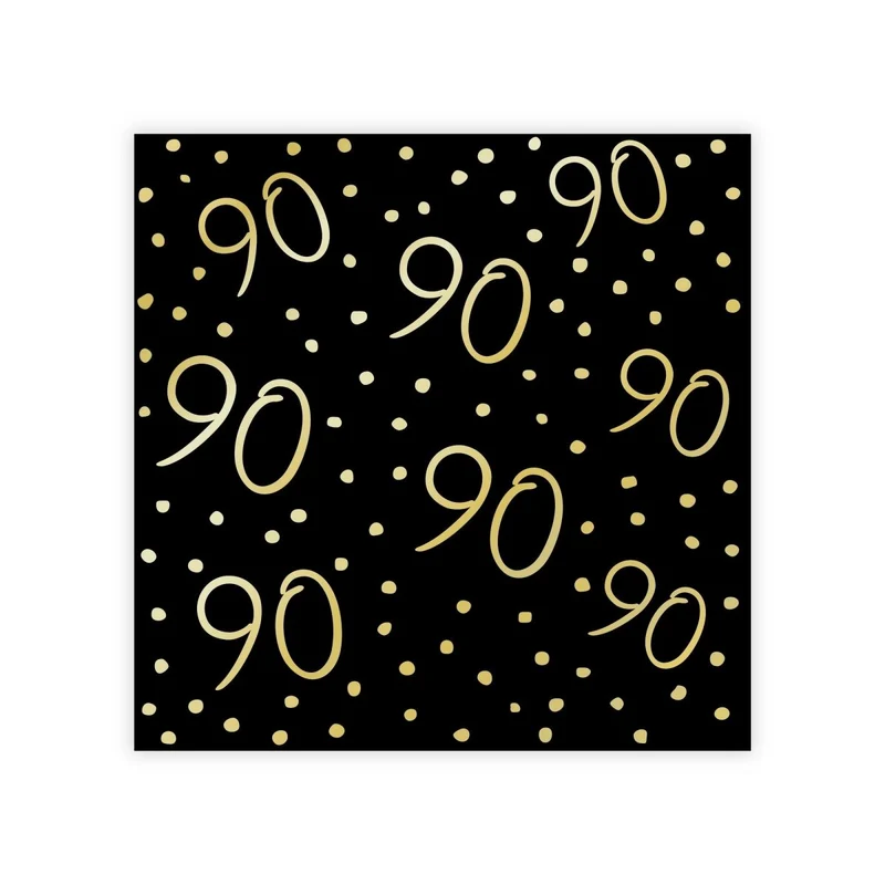Golden Celebration 90th Birthday Small Beverage Napkins, 16 Count