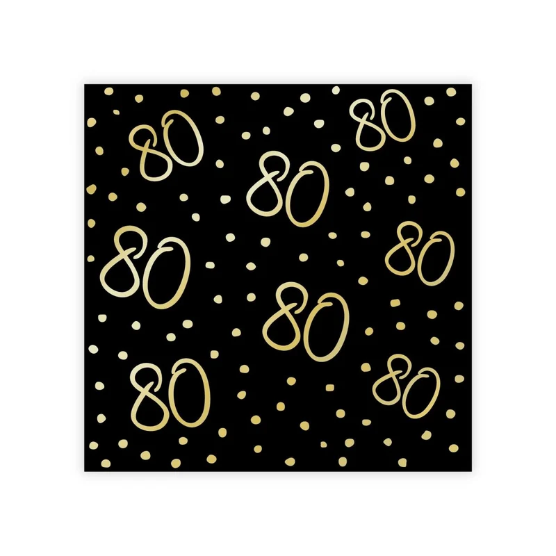 Golden Celebration 80th Birthday Small Beverage Napkins, 16 Count
