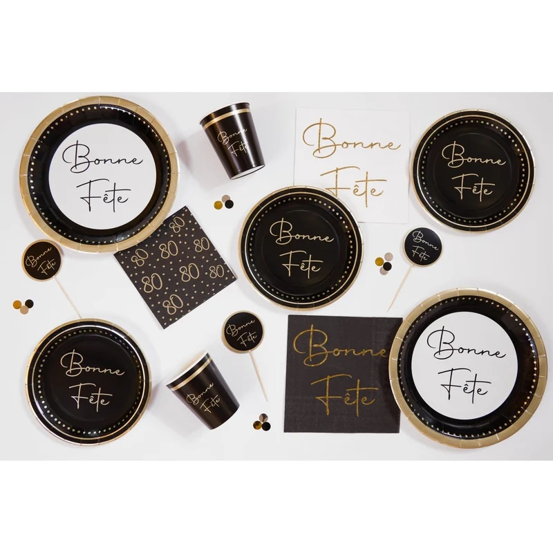 Golden Celebration 80th Birthday Small Beverage Napkins, 16 Count