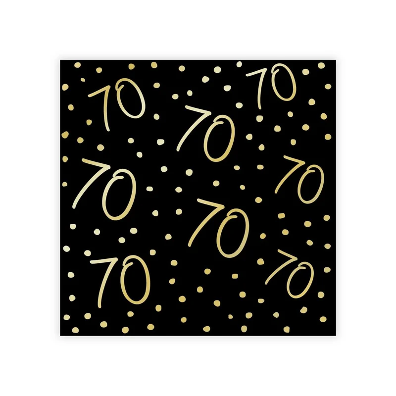 Golden Celebration 70th Birthday Small Beverage Napkins, 16 Count