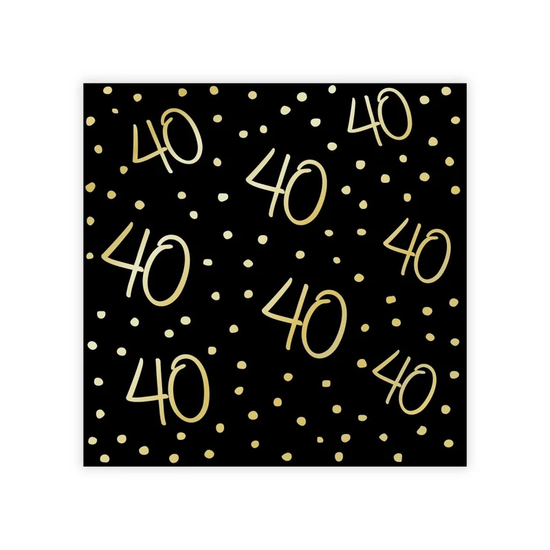 Golden Celebration 40th Birthday Small Beverage Napkins, 16 Count