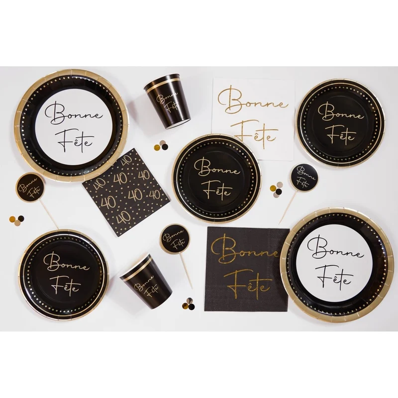 Golden Celebration 40th Birthday Small Beverage Napkins, 16 Count