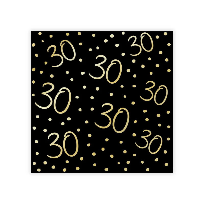 Golden Celebration 30th Birthday Small Beverage Napkins, 16 Count