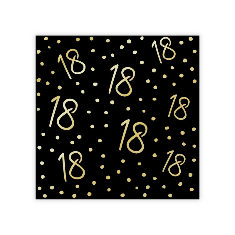 Golden Celebration 18th Birthday Small Beverage Napkins, 16 Count