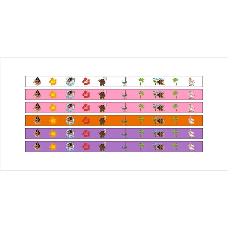 Moana Polynesian Adventurer Birthday Rubber Bracelets, 6 Count