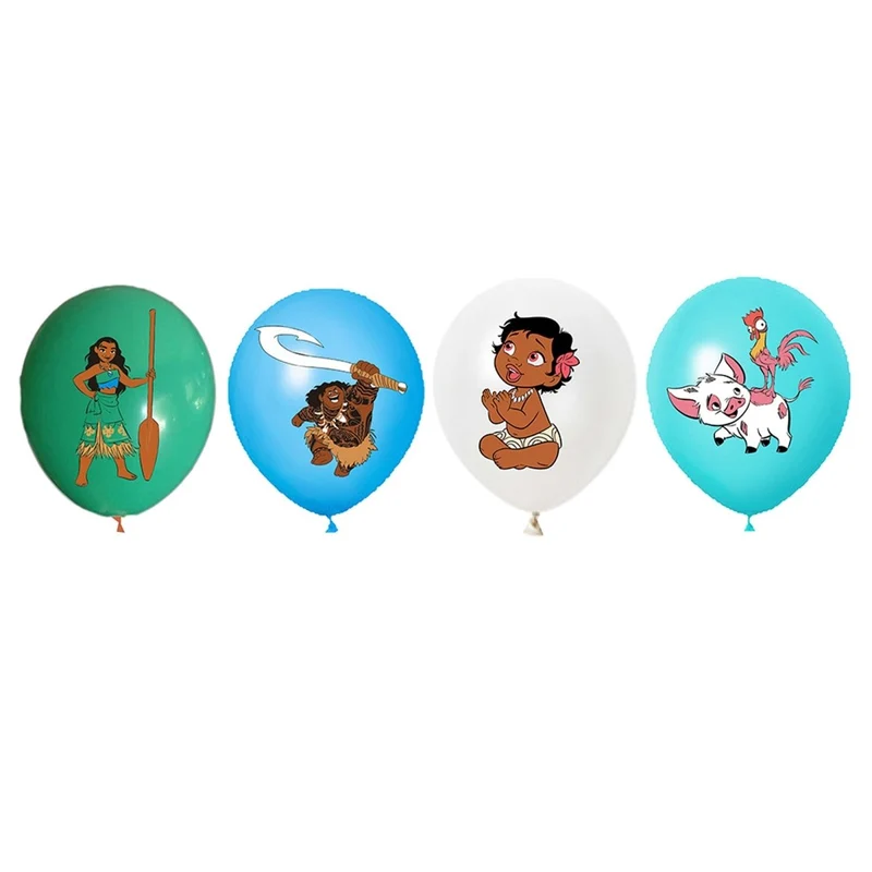 Moana Polynesian Adventurer Birthday Latex Balloons, 12 Inches, 12 Count