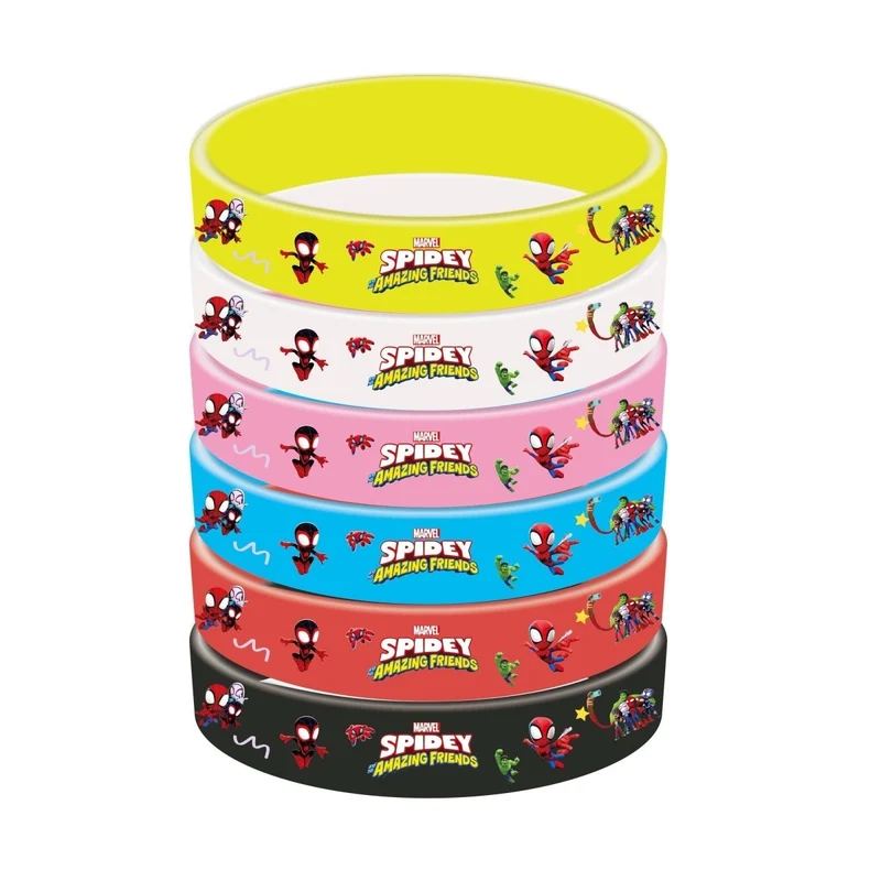 Spidey Heroes Birthday Rubber Bracelets, 6 Count