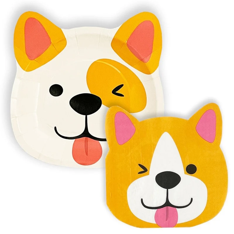 Doggo Large Lunch Paper Plates, 8 Inches, 8 Count