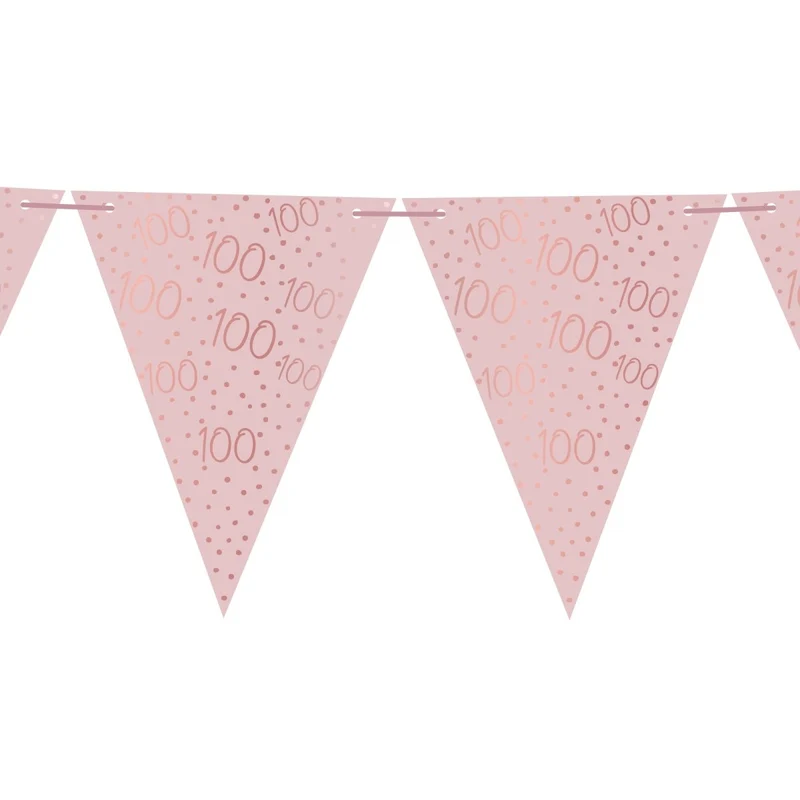 Rosé Celebration 100th Birthday Pennant Banner, 157 Inches, 1 Count