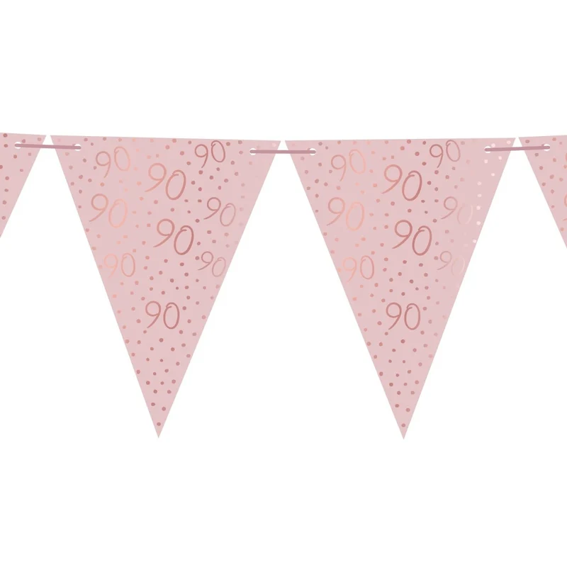Rosé Celebration 90th Birthday Pennant Banner, 157 Inches, 1 Count