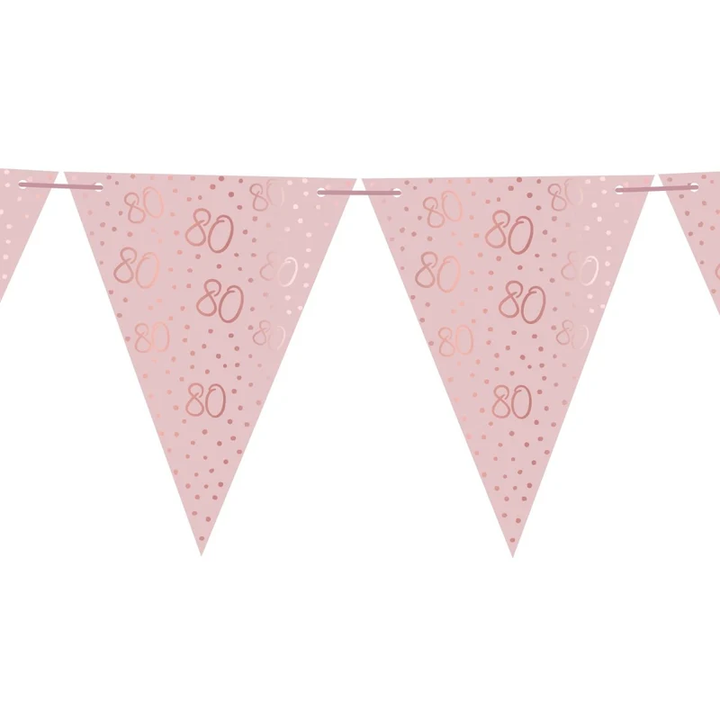 Rosé Celebration 80th Birthday Pennant Banner, 157 Inches, 1 Count