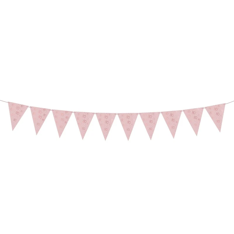 Rosé Celebration 80th Birthday Pennant Banner, 157 Inches, 1 Count